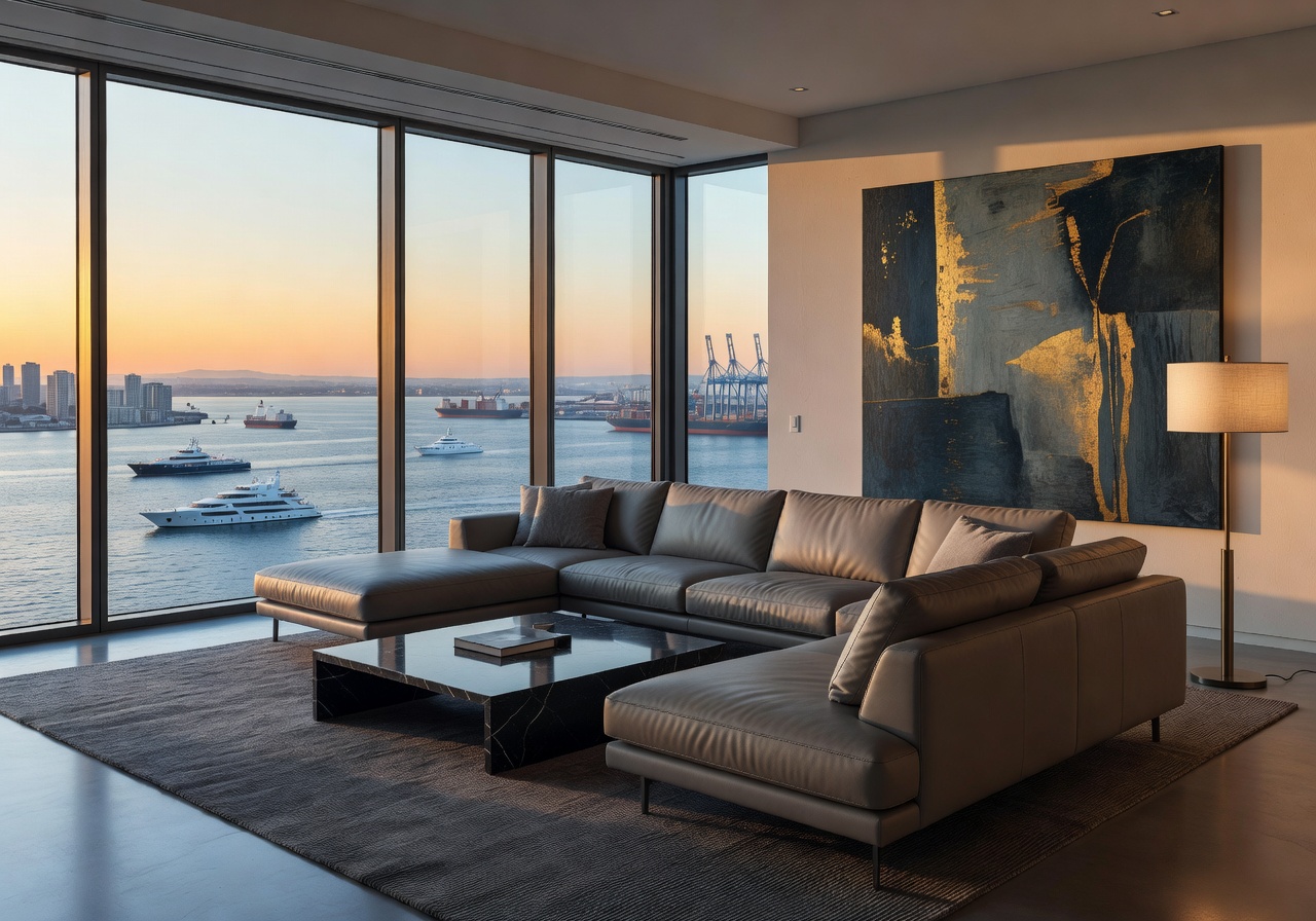 Executive suite with spacious living area and luxury Mediterranean decor